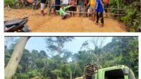 Masyarakat Empat Desa Blokir  Jalan PT Delonix Lestari Raya Guna Tuntut Kompensasi