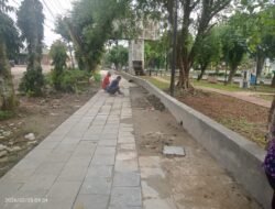 Katanya Rampung,Proyek Taman Kota Bangko di Termin 100%, Namun Kenapa Masih Dikerjakan, Tukang: Kami Diperintahkan Kabid Cipta Karya