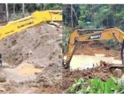 Alat Berat Sumitomo dan Sany Tambang Ilegal Milik “Bos” Besar Asal Sekancing Terpantau Jarah Sungai Arai